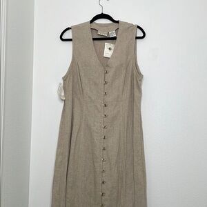 NWT Sigrid Olsen Linen Buttoned Sleeveless Midi Dress